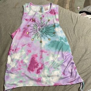 No Boundaries tie dye drawstring tank